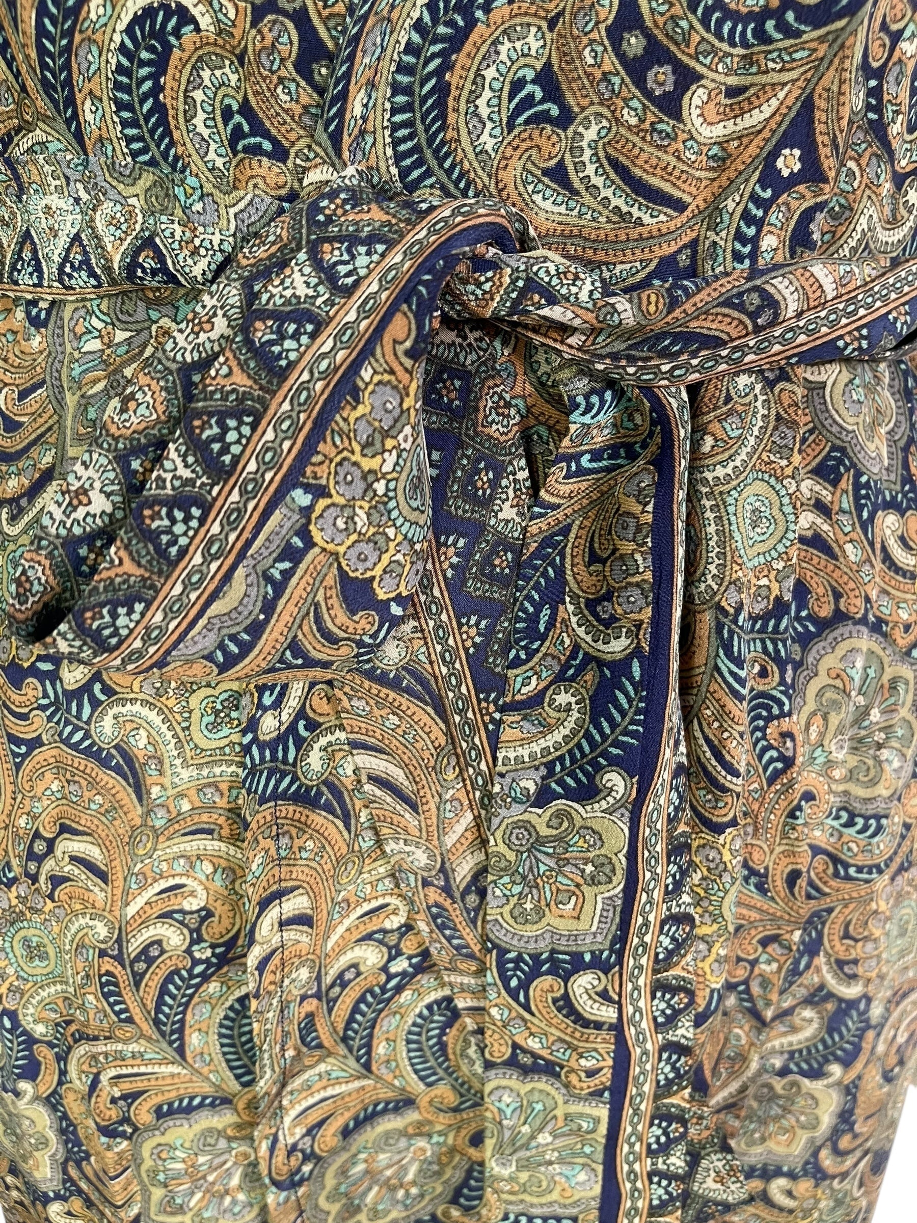 PRC6833 Avatar Long Pure Silk Kimono Sleeved Duster with Belt