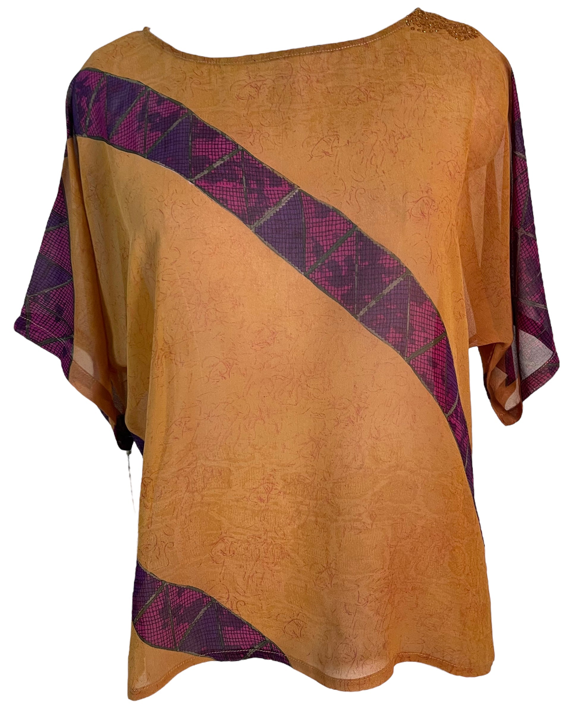 FINAL SALE PRG6130 Sheer Avatar Pure Silk Side Slit Top