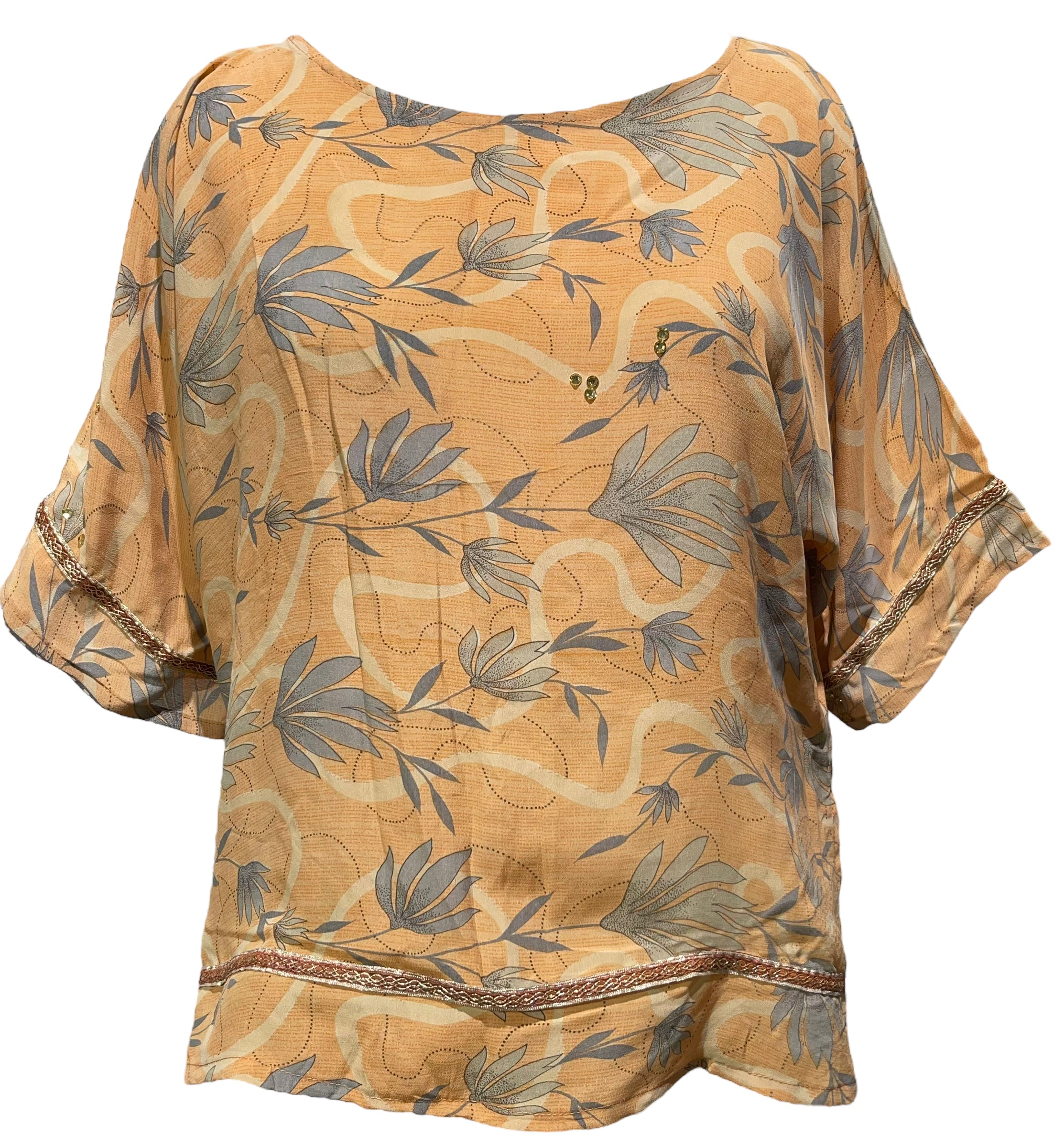 FINAL SALE PRC4329 Avatar Pure Silk Side Slit Top