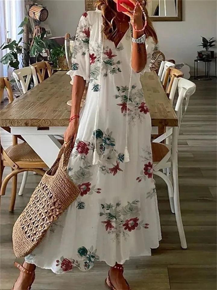 Women's Floral Maxi Dress Sleeveless Lightweight Polyester