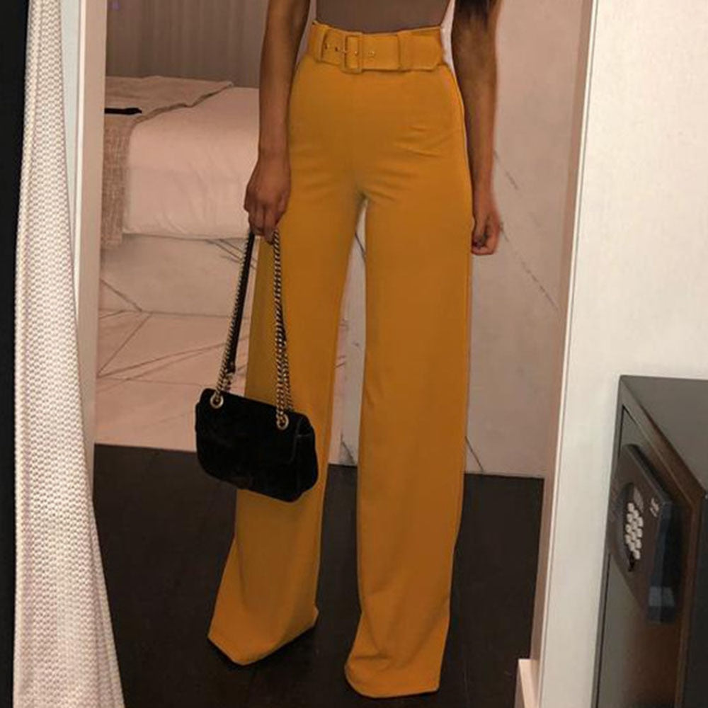 Bell Bottom Belted Dress Pants