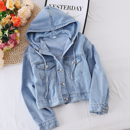 Double Pocket Hood Jean Jacket