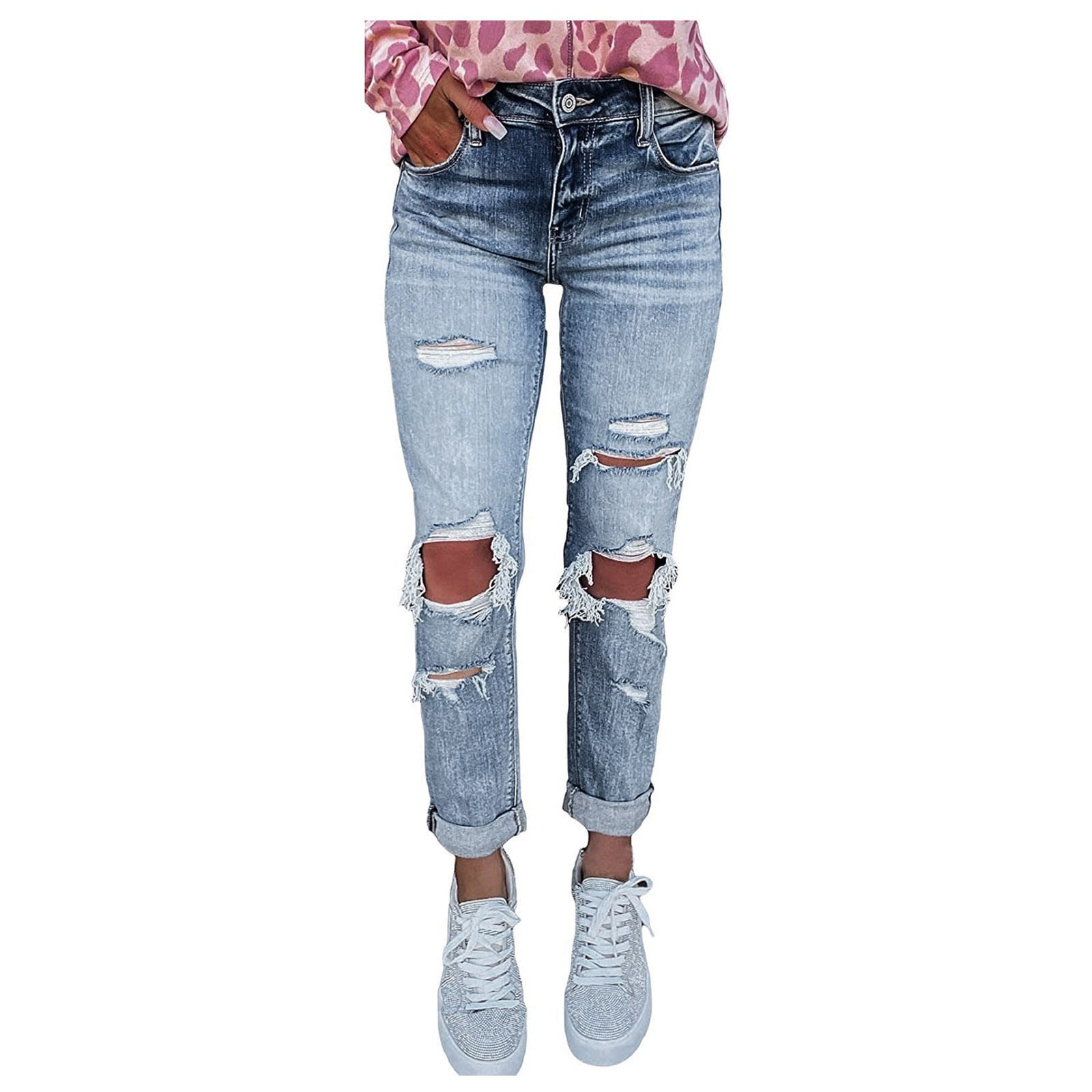 Straight Fit Ripped Jeans