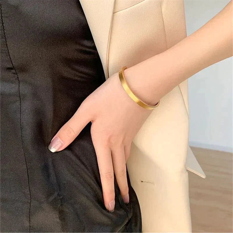 Women's Adjustable Cuff Bracelet Gold Stainless Steel