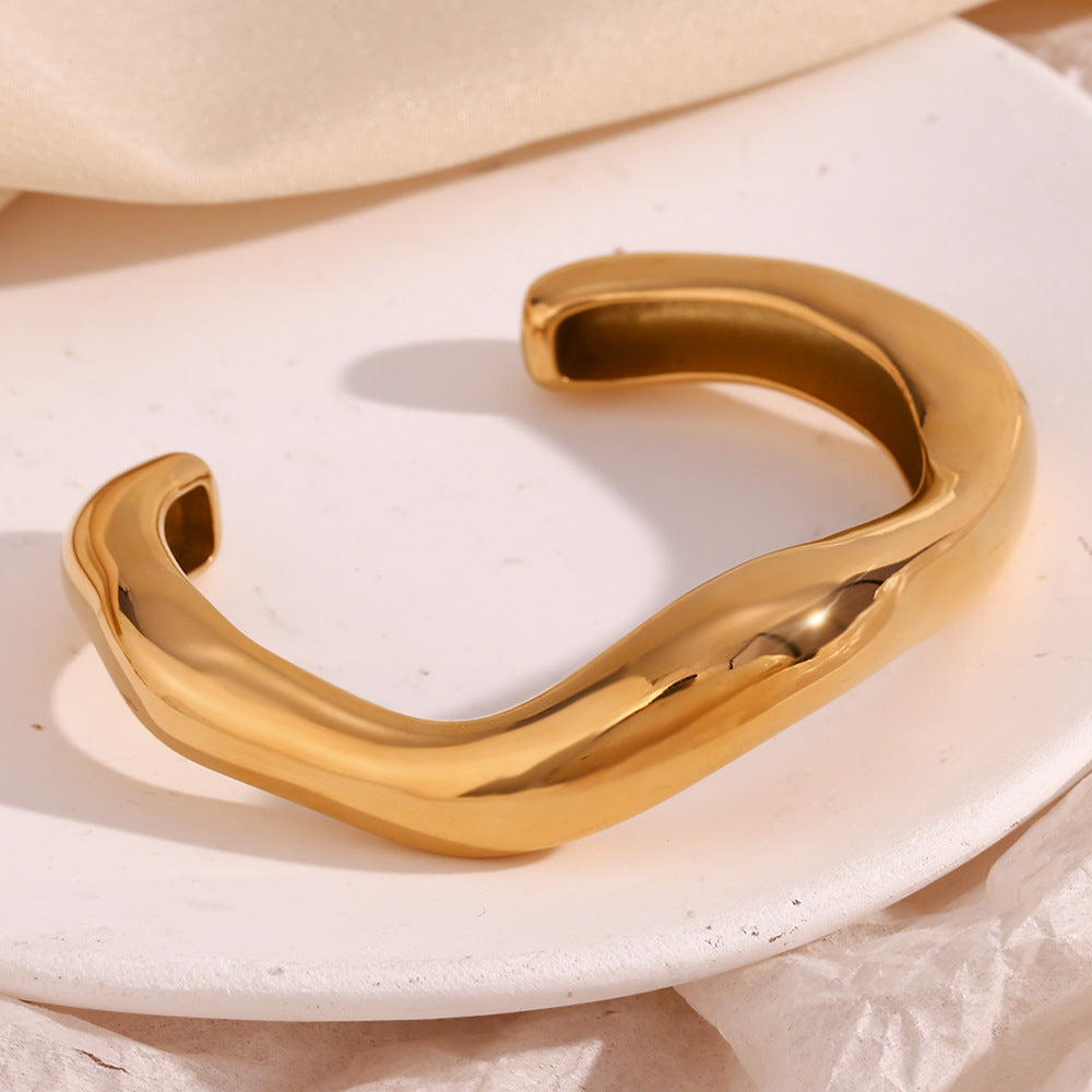 Women's Asymmetrical Bangle Gold Stainless Steel