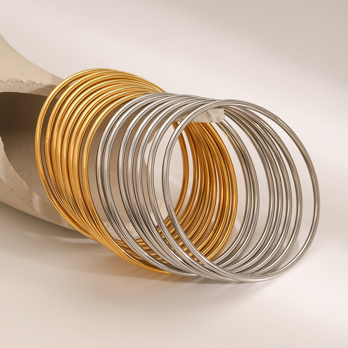 Women's Bangle Set Gold Stainless Steel-Plated 18k