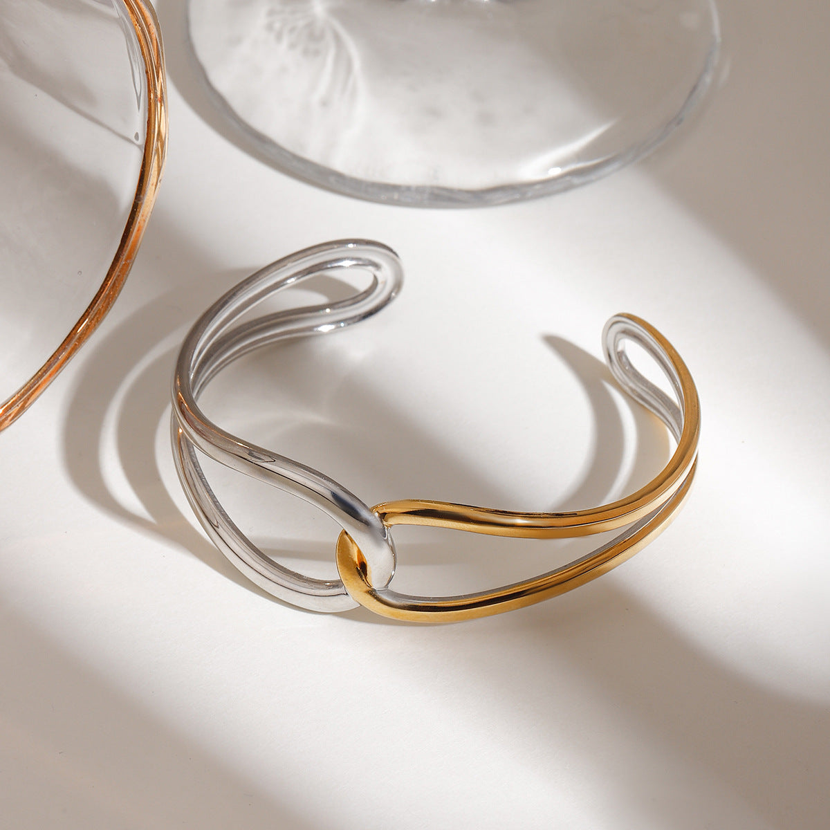 Women's Bangle Two Tone Gold Stainless Steel