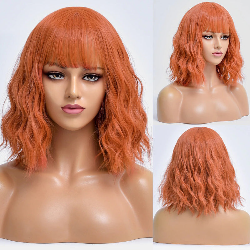 Women's Bob Wig Purple Ombre Wavy High-Temperature Fiber