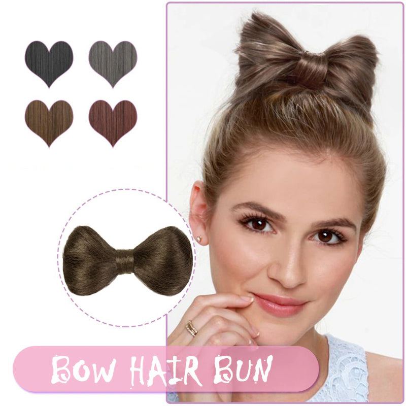 Women's Bow Hair Bun Extensions Pink High-Temperature Fiber
