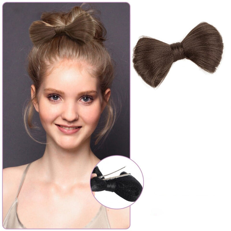 Women's Bow Hair Bun Extensions Pink High-Temperature Fiber