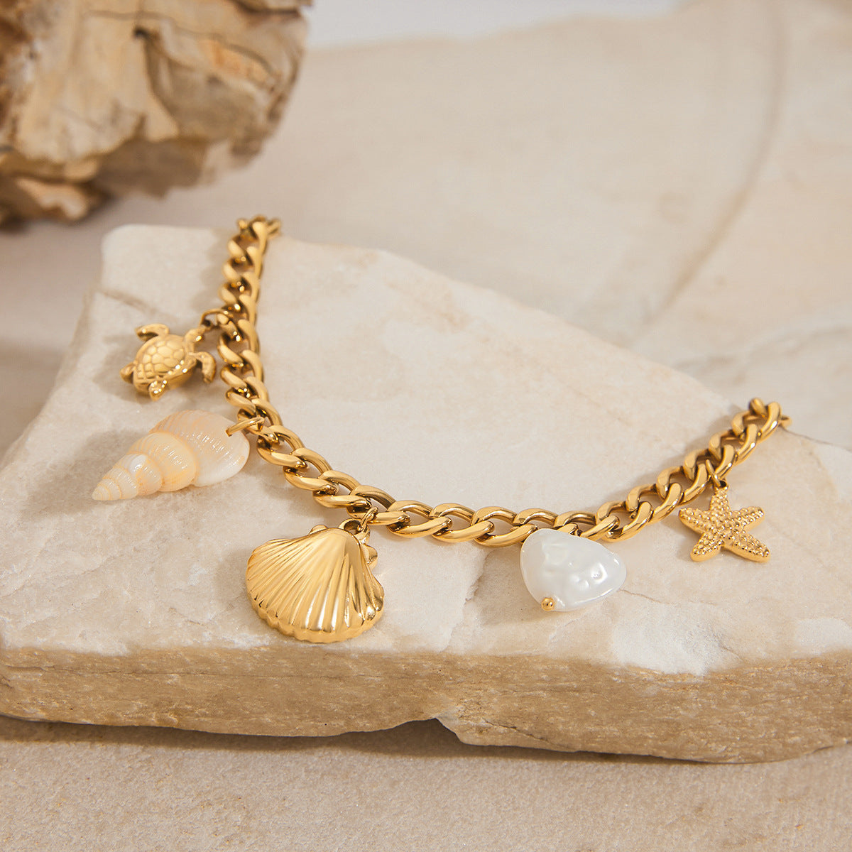 Women's Bracelet Gold Freshwater Pearls Stainless Steel