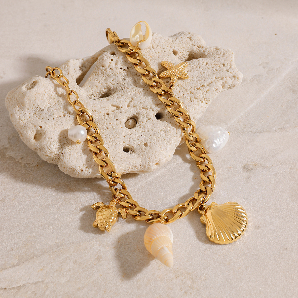 Women's Bracelet Gold Freshwater Pearls Stainless Steel