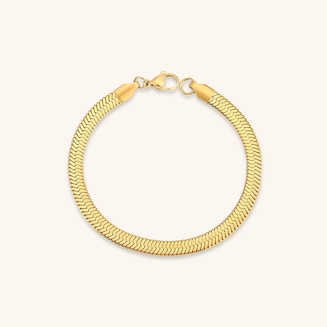 Women's Bracelet Gold Herringbone Stainless Steel Elegant Accessory