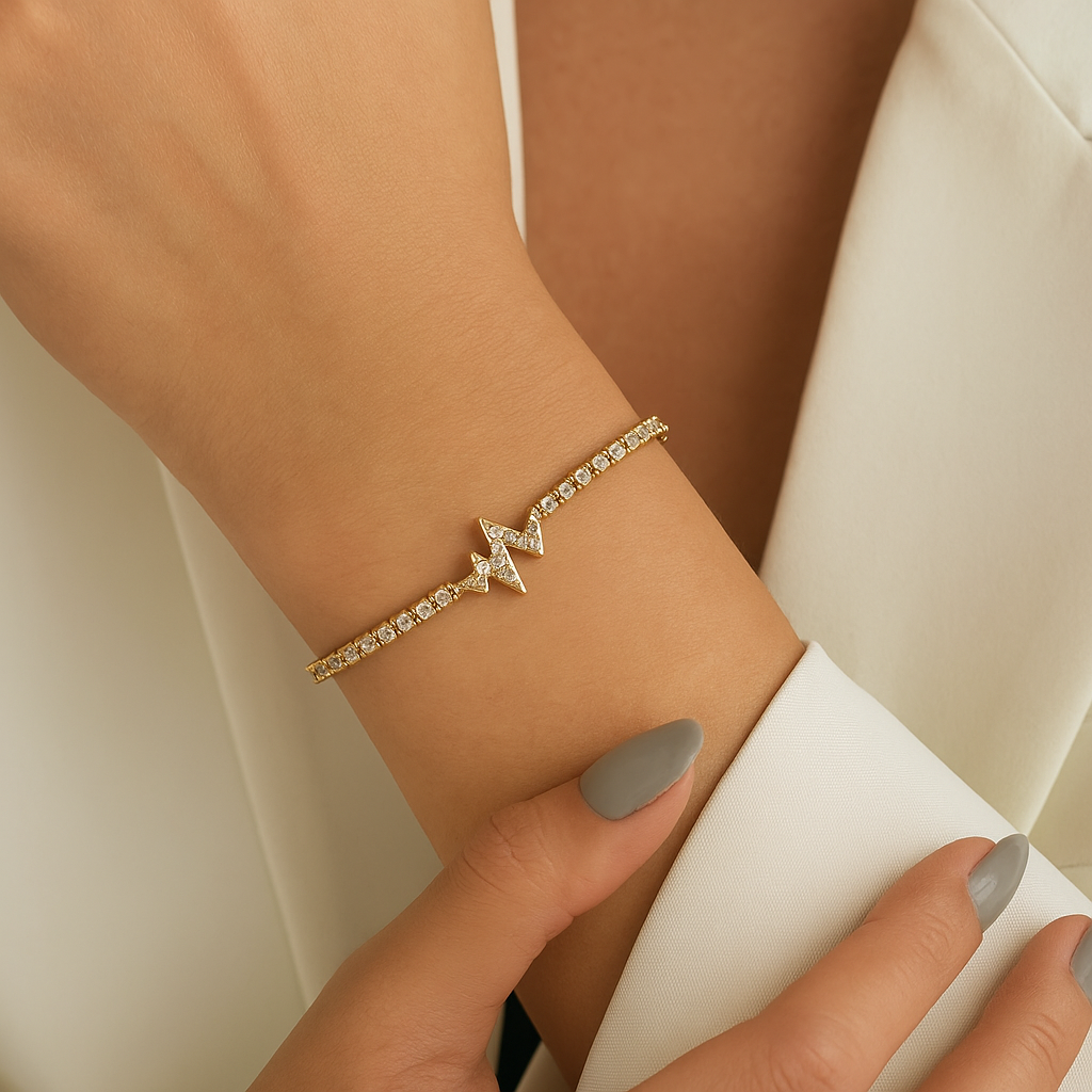 Women's Bracelet Gold Stainless Steel Diamond Simulants