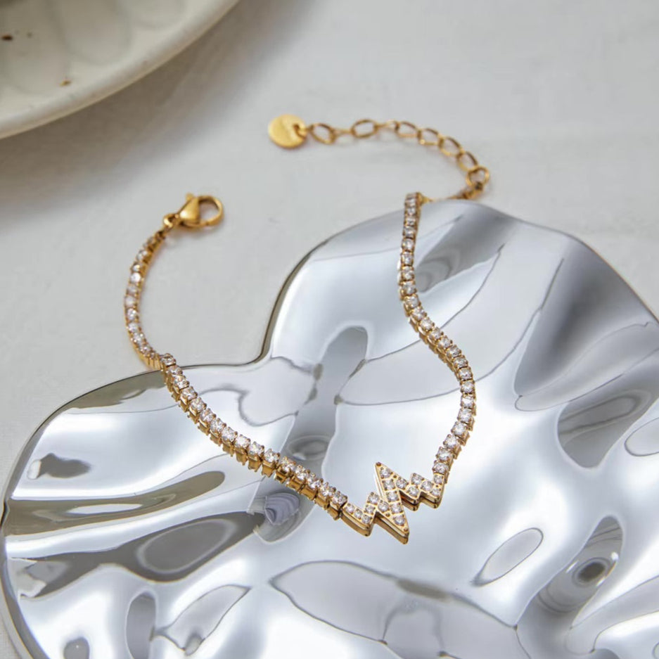 Women's Bracelet Gold Stainless Steel Diamond Simulants