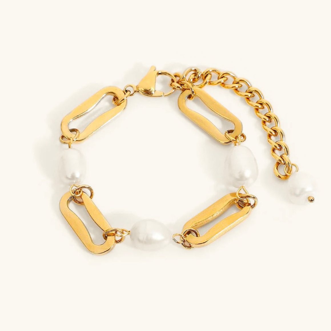 Women's Bracelet Gold Stainless Steel Freshwater Pearls