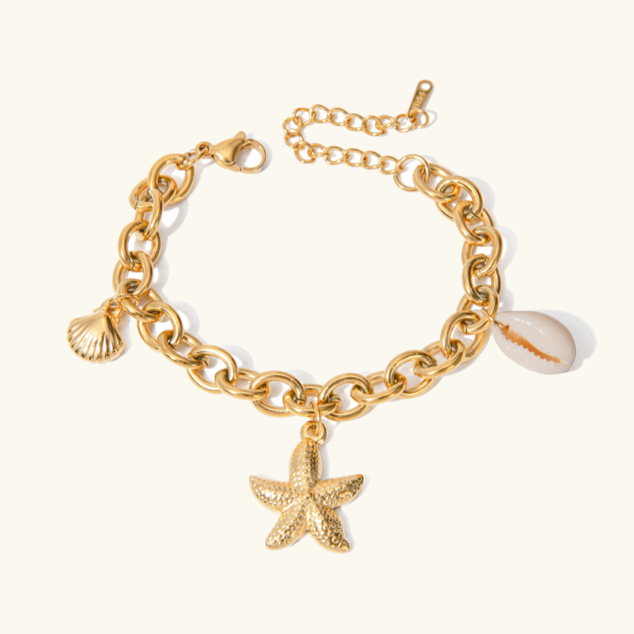 Women's Bracelet Gold Stainless Steel Ocean-Inspired