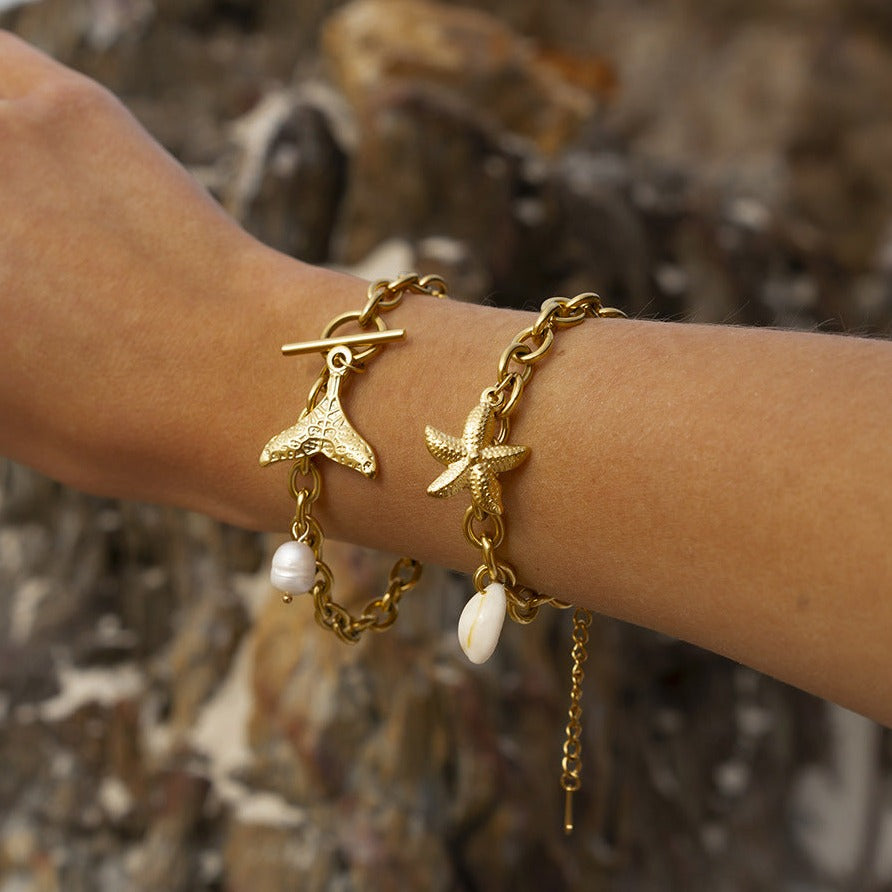 Women's Bracelet Gold Stainless Steel Ocean-Inspired