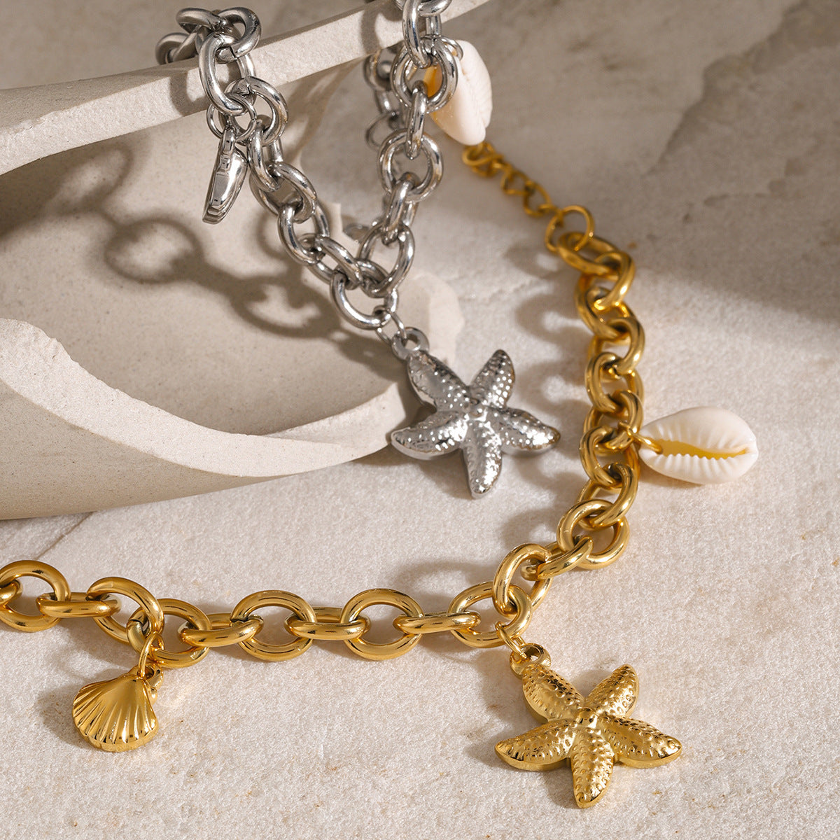 Women's Bracelet Gold Stainless Steel Ocean-Inspired