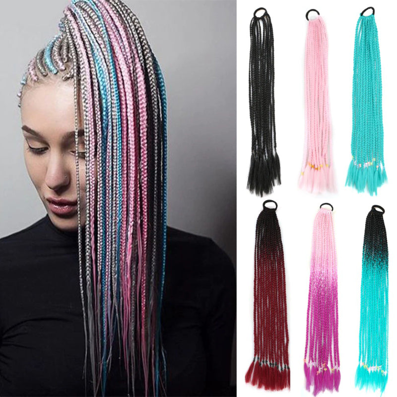 Women's Braided Hair Wigs Multi-Color High-Temperature Fiber