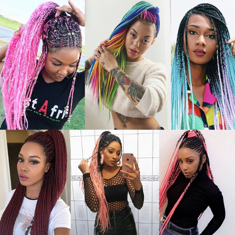 Women's Braided Hair Wigs Multi-Color High-Temperature Fiber