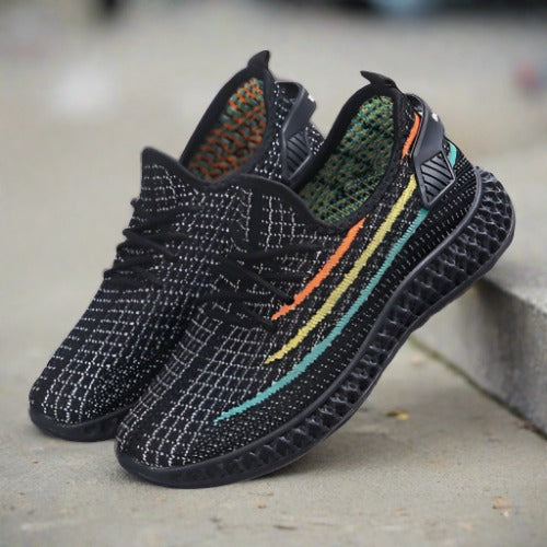 Women's Breathable Knitted Sneakers with Cushioned Sole – Lace-Up Casual Footwear