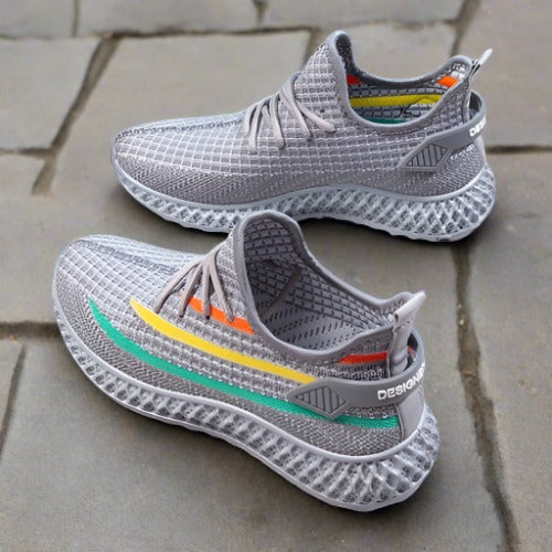 Women's Breathable Knitted Sneakers with Cushioned Sole – Lace-Up Casual Footwear