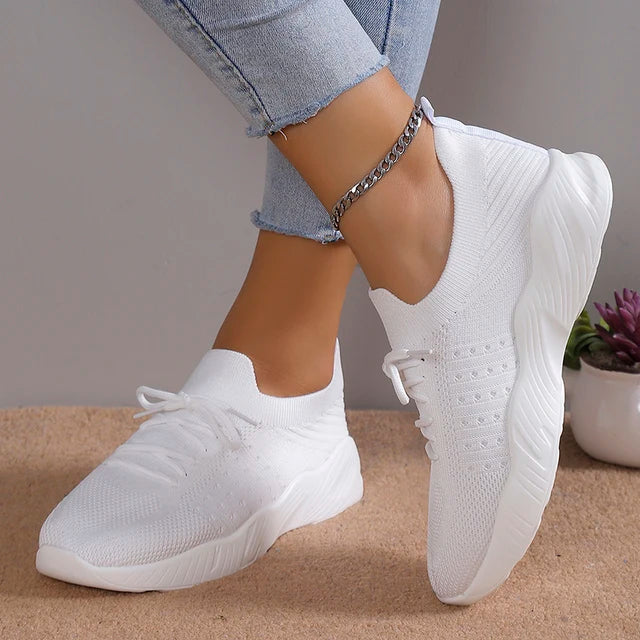 Women’s Breathable Slip-On Sneakers with Cushioned Sole – Flexible Knit Design