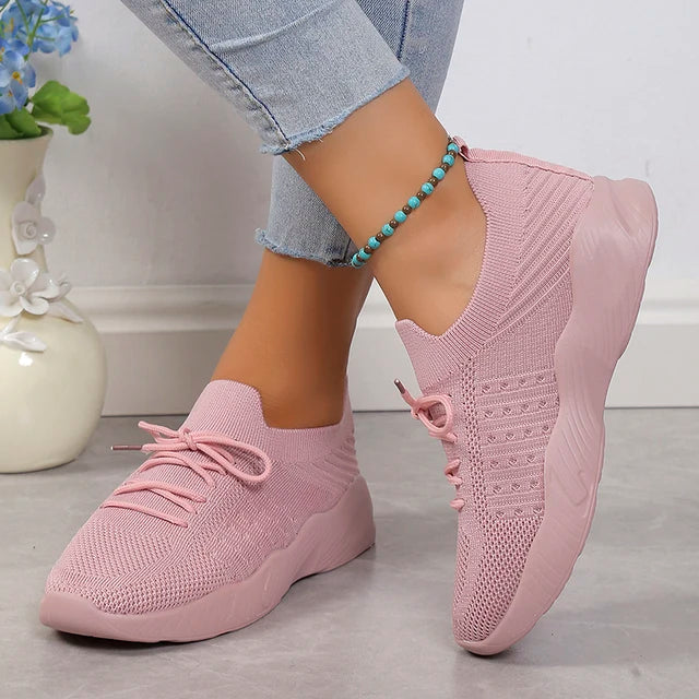 Women’s Breathable Slip-On Sneakers with Cushioned Sole – Flexible Knit Design