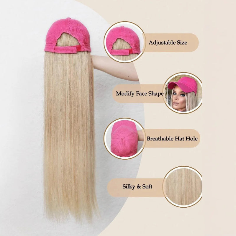 Women's Cap Black High-Temperature Fiber with Long Hair Extensions