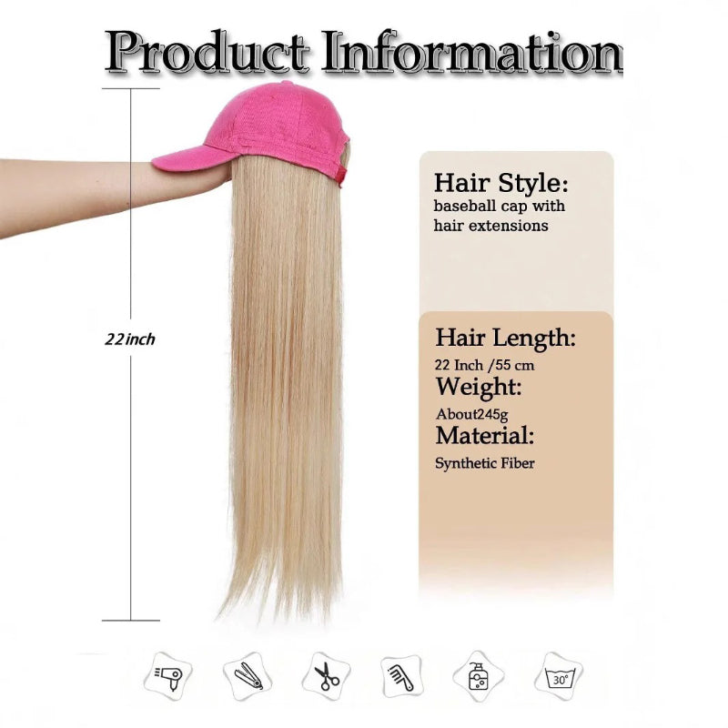 Women's Cap Black High-Temperature Fiber with Long Hair Extensions