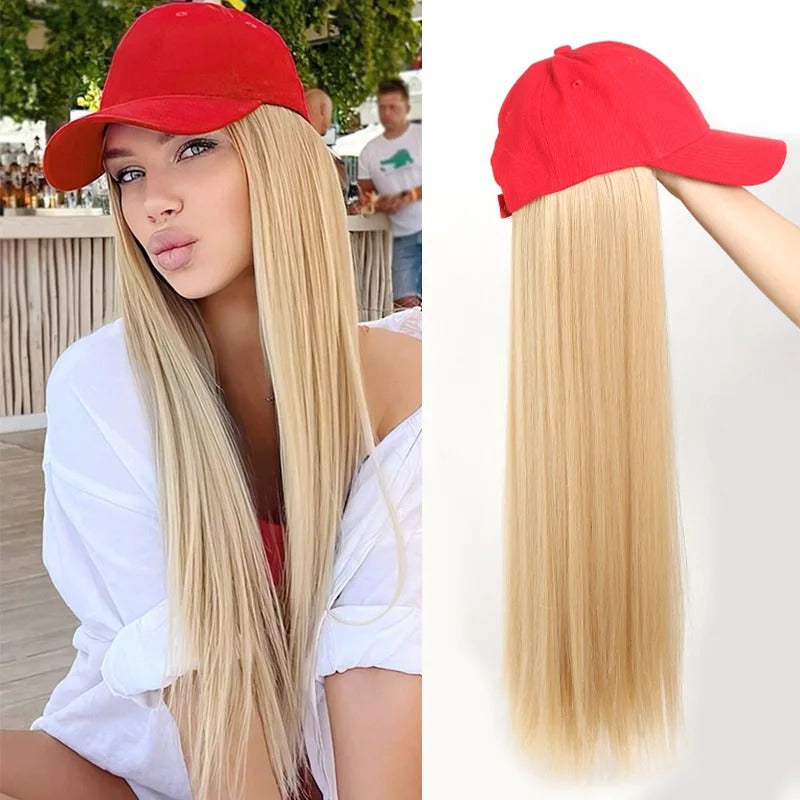 Women's Cap Black High-Temperature Fiber with Long Hair Extensions