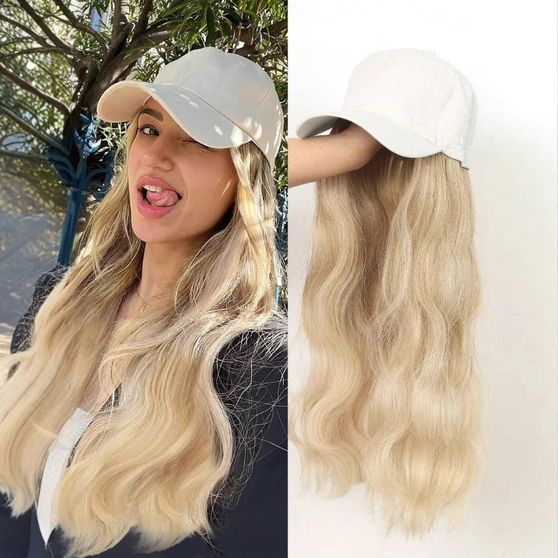 Women's Cap Black High-Temperature Fiber with Long Hair Extensions