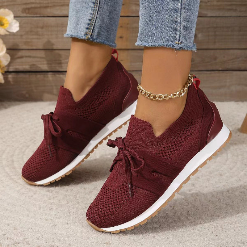 Women's Casual Lace-Up Sneakers with Soft Sole – Comfortable and Stylish Footwear