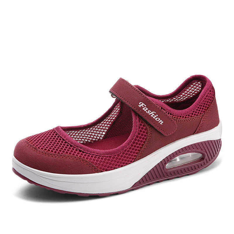 Women's Casual Low-Top Shoes with Velcro Strap and Air Cushion Sole for Everyday Comfort