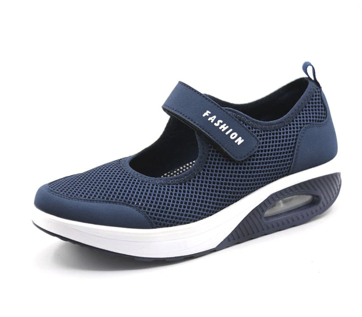 Women's Casual Low-Top Shoes with Velcro Strap and Air Cushion Sole for Everyday Comfort