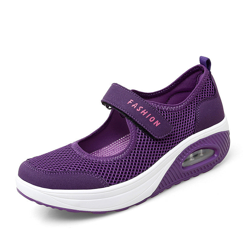 Women's Casual Low-Top Shoes with Velcro Strap and Air Cushion Sole for Everyday Comfort