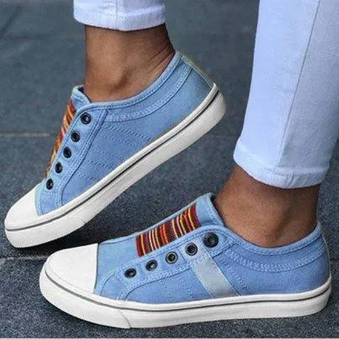 Women’s Casual Slip-On Sneakers with Elastic Bands and Rubber Sole for Everyday Comfort