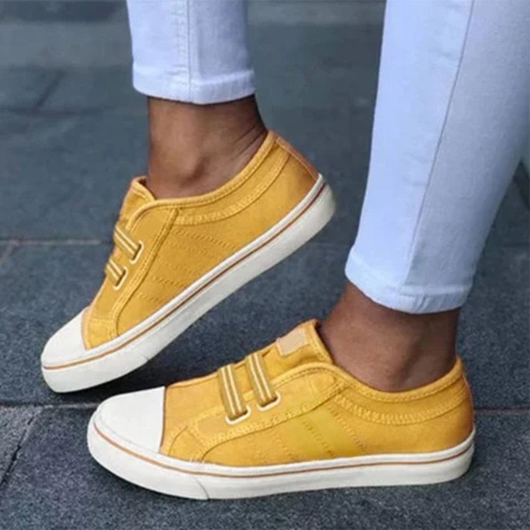 Women’s Casual Slip-On Sneakers with Elastic Bands and Rubber Sole for Everyday Comfort