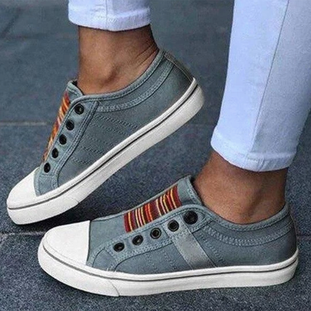 Women’s Casual Slip-On Sneakers with Elastic Bands and Rubber Sole for Everyday Comfort