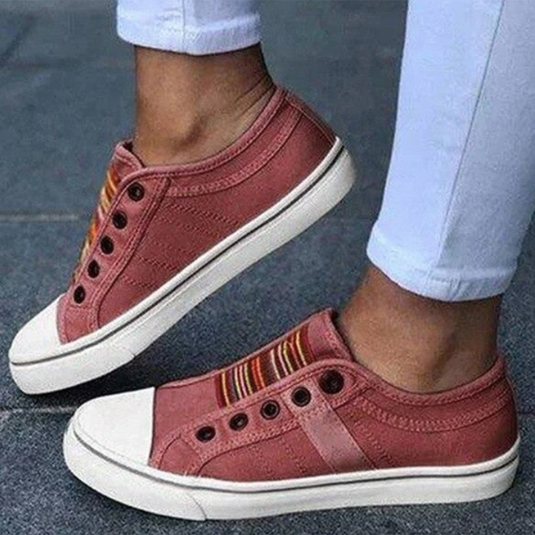 Women’s Casual Slip-On Sneakers with Elastic Bands and Rubber Sole for Everyday Comfort