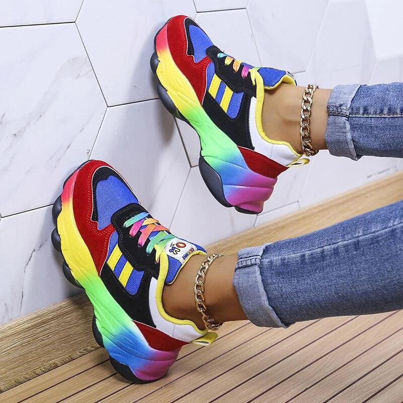 Women's Chunky Sneakers in Vibrant Colors – Comfortable Casual Footwear