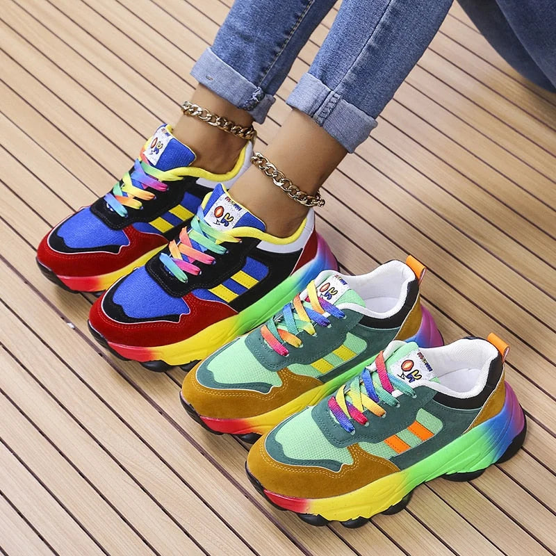 Women's Chunky Sneakers in Vibrant Colors – Comfortable Casual Footwear