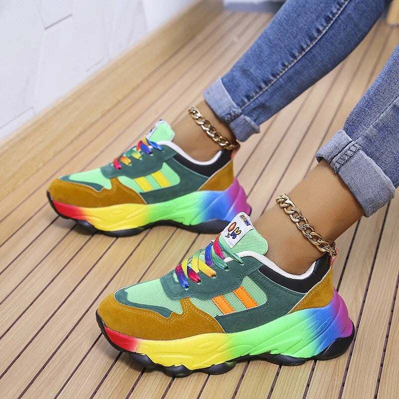 Women's Chunky Sneakers in Vibrant Colors – Comfortable Casual Footwear