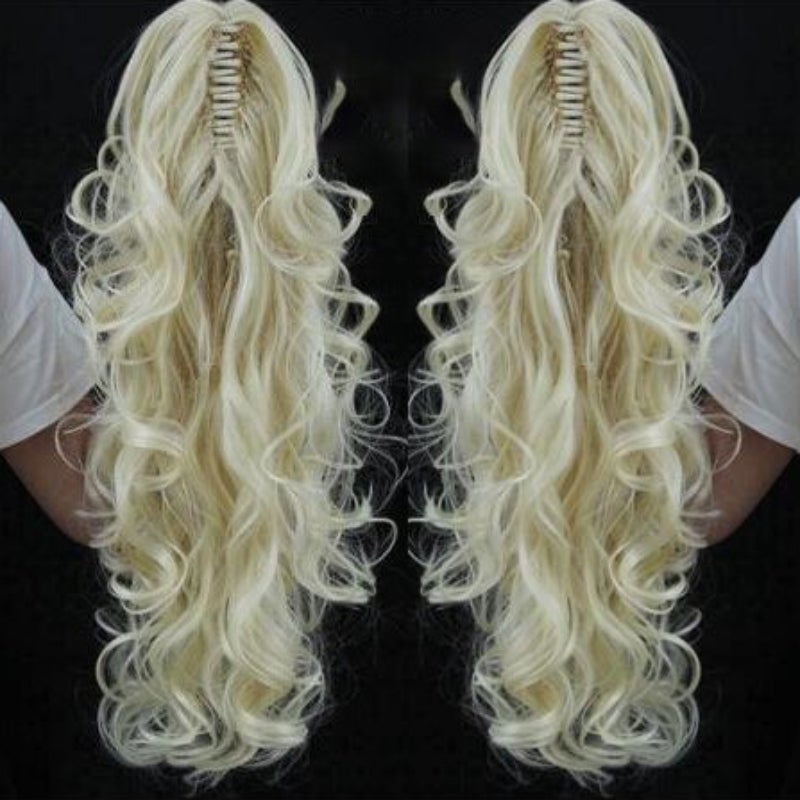 Women's Claw Clip-in Ponytail Hair Extension Long Straight Curly High-Temperature Fiber