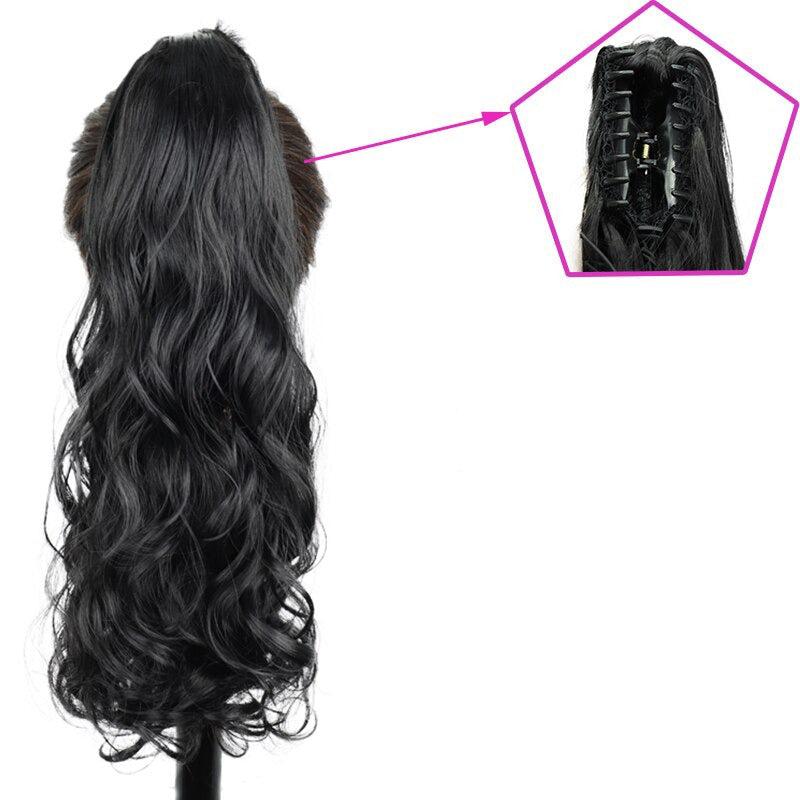 Women's Claw Clip-in Ponytail Hair Extension Long Straight Curly High-Temperature Fiber