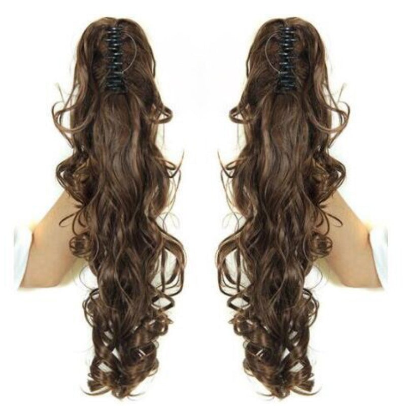 Women's Claw Clip-in Ponytail Hair Extension Long Straight Curly High-Temperature Fiber