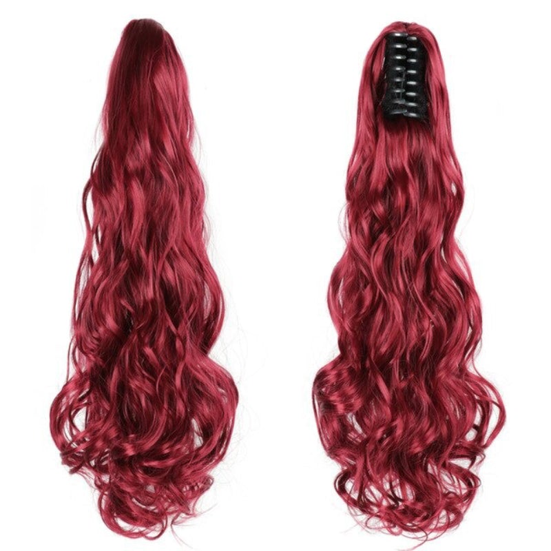 Women's Claw Clip-in Ponytail Hair Extension Long Straight Curly High-Temperature Fiber