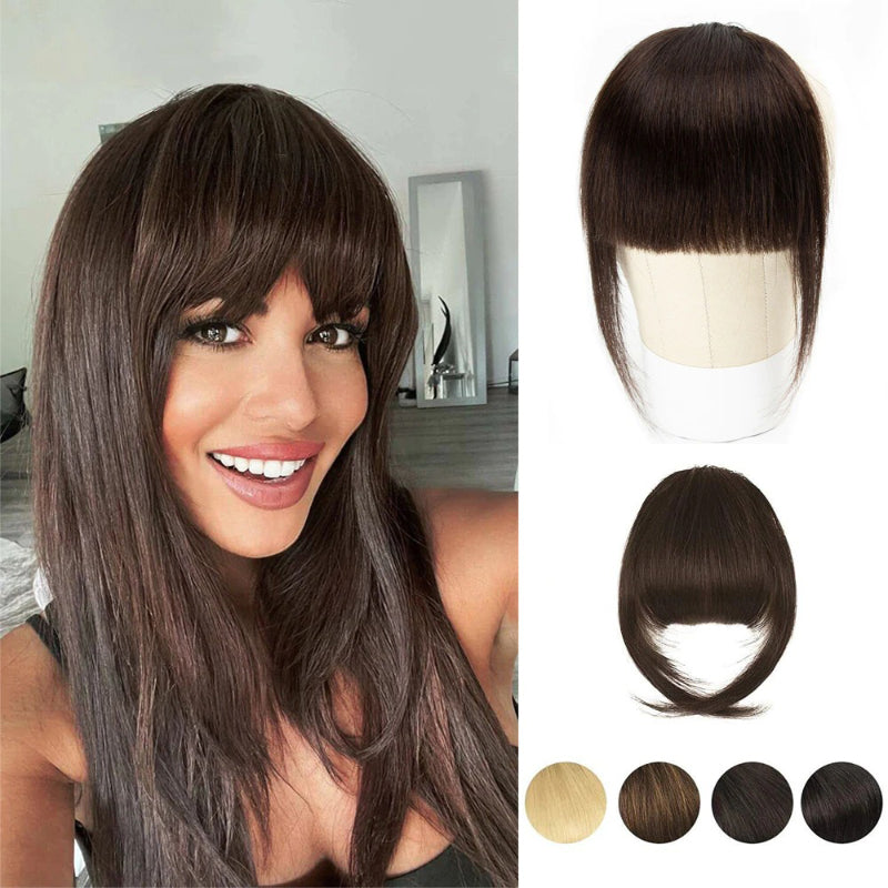 Women's Clip-In Bangs Extensions Brown Remy Human Hair