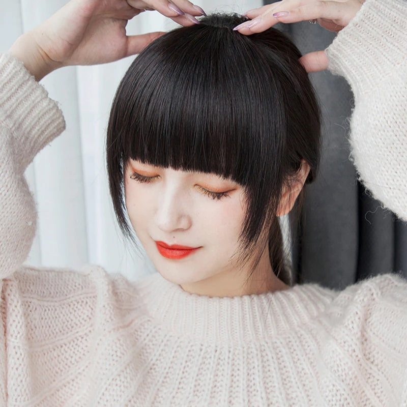 Women's Clip-In Bangs Extensions Brown Remy Human Hair